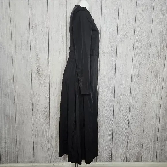 Vieste Jacket Dress, Black Maxi Length Coat with Shoulder Bow Accents, sz 42 - Picture 4 of 9